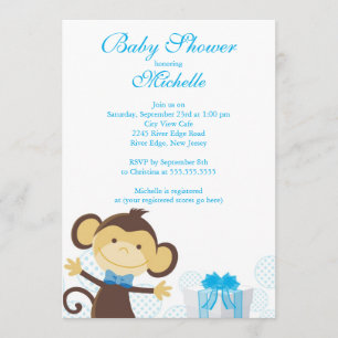 Cute Little Monkey Baby Shower Invitation