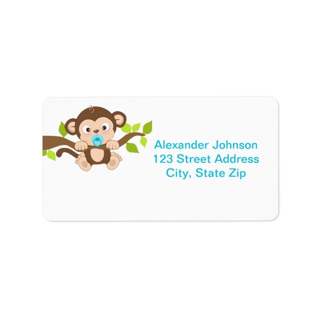 Cute Little Monkey Boy Address Labels (Front)