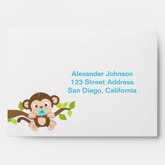 Cute Little Monkey Boy Envelope (Front)
