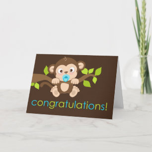 Cute Little Monkey Boy Greeting Card