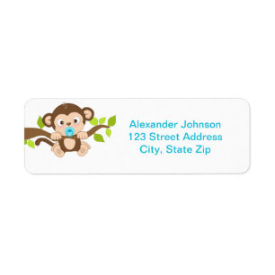 Cute Little Monkey Boy Return Address Label