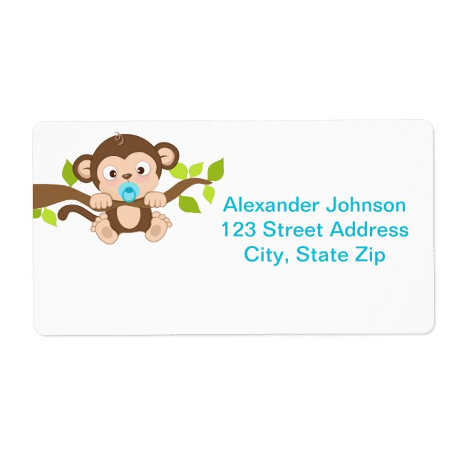 Cute Little Monkey Boy Shipping Labels (Front)