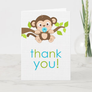 Cute Little Monkey Boy Thank You Card