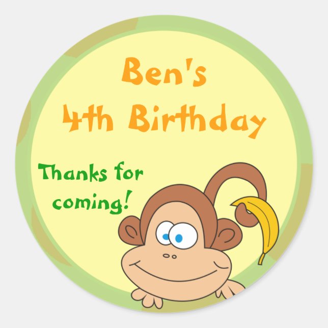 Cute Little Monkey  Custom Stickers (Front)