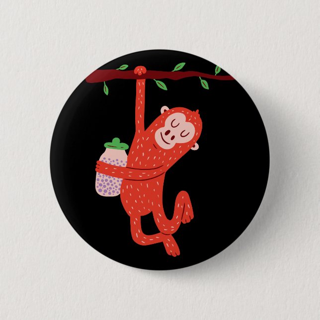 Cute Little Monkey Design 6 Cm Round Badge (Front)