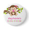 Cute Little Monkey Girl Baby Shower Button