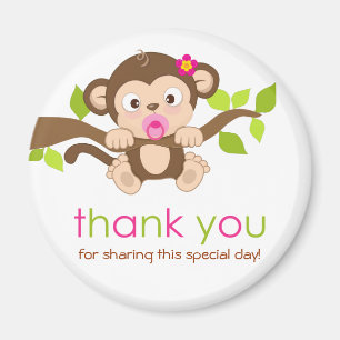 Cute Little Monkey Girl Thank You Magnet