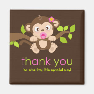 Cute Little Monkey Girl Thank You Magnet