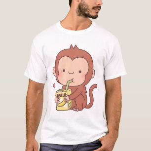 Cute Little Monkey Loves Banana Milk T-Shirt