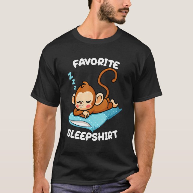 Cute Little Monkey Sleeping Nap Favourite Sleep Ti T-Shirt (Front)