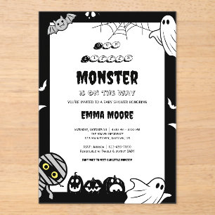 Cute Little Monster Baby Shower Illustration Acrylic Invitations