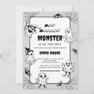 Cute Little Monster Baby Shower Illustration Invitation