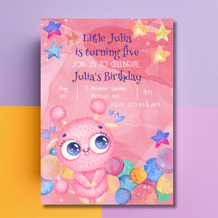 Cute Little Monster birthday invitation
