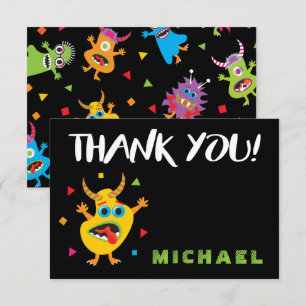 Cute Little Monster Birthday Thank You Invitation