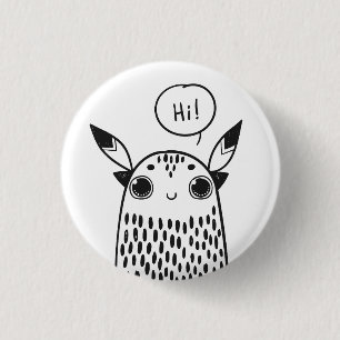Cute Little Monster Black and White Illustrated 3 Cm Round Badge