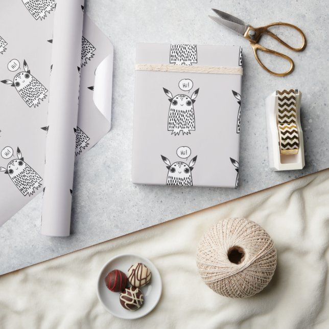 Cute little monster cartoon wrapping paper (Crafts)