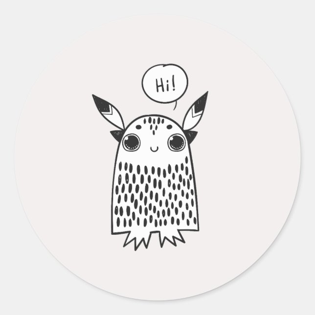 Cute little monster classic round sticker (Front)