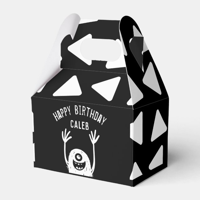 Cute Little Monster Custom Boys Birthday Favour Box (Front Side)