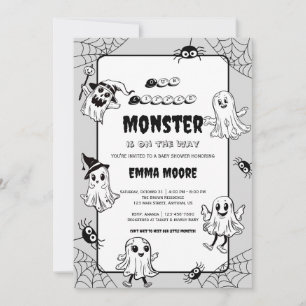 Cute Little Monster Halloween Baby Shower Art Invitation