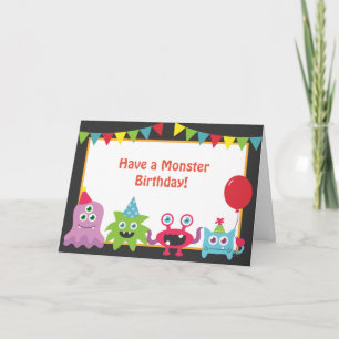 Cute Little Monster Happy Birthday Card