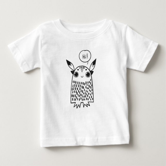 Cute Little Monster Illustration Baby T-Shirt (Front)