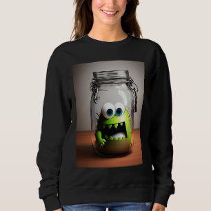 cute little monster in a jar Halloween horror funn Sweatshirt