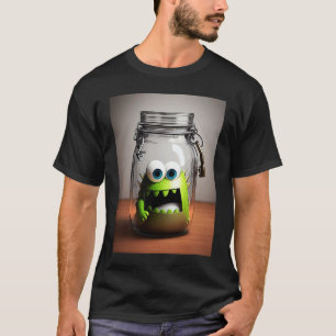 cute little monster in a jar Halloween horror funn T-Shirt