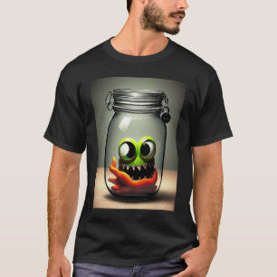 cute little monster in a jar Halloween horror funn T-Shirt