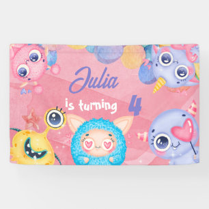 Cute Little Monster kids Birthday  Banner