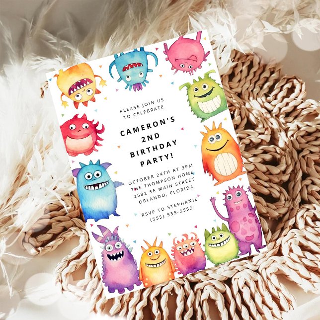 Cute Little Monster Kids Birthday Invitation (Creator Uploaded)
