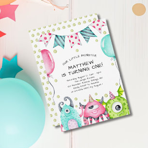Cute Little Monster Kid's Birthday Party Invitation