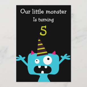 Cute Little Monster Kids Birthday Party Invite