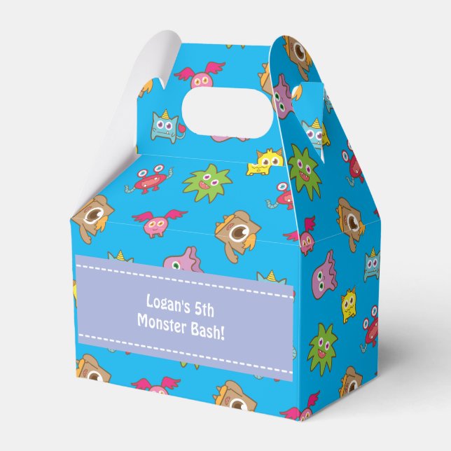 Cute Little Monster Pattern Birthday Party Favour Box (Front Side)