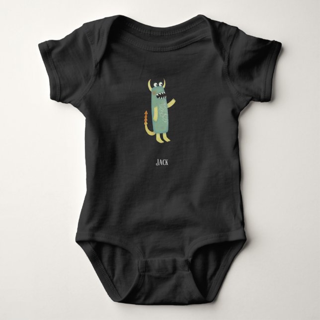 Cute Little Monster Personalised Baby Bodysuit (Front)