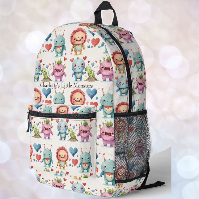 Cute Little Monsters Add Child's Name Overnight  Printed Backpack (Creator Uploaded)