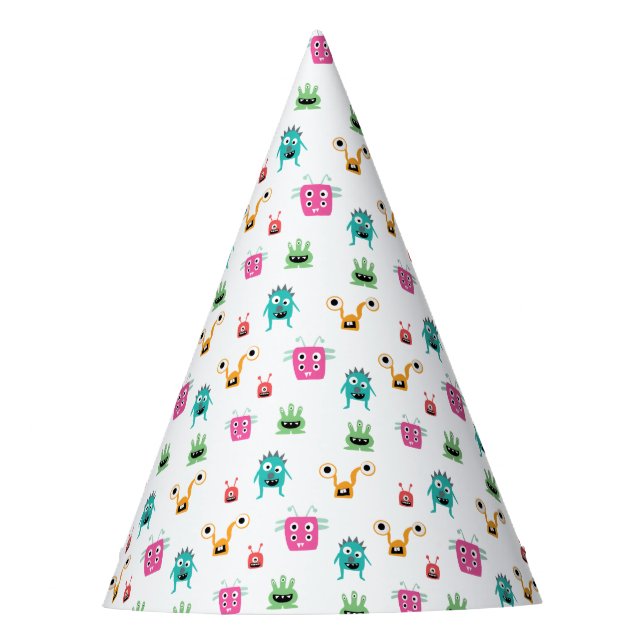 Cute Little Monsters Birthday Colourful Kids Boys Party Hat (Front)