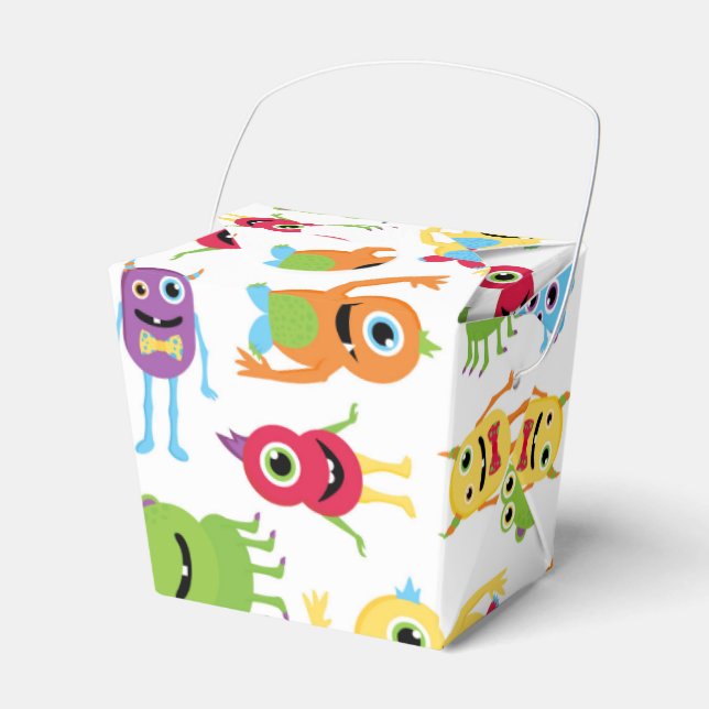 Cute Little Monsters Party Pattern Favour Box (Front Side)