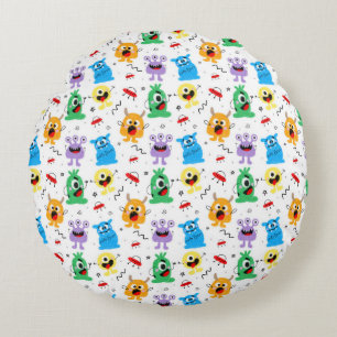 Cute Little Monsters Round Cushion
