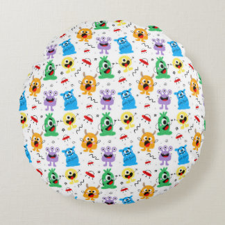 Cute Little Monsters Round Cushion