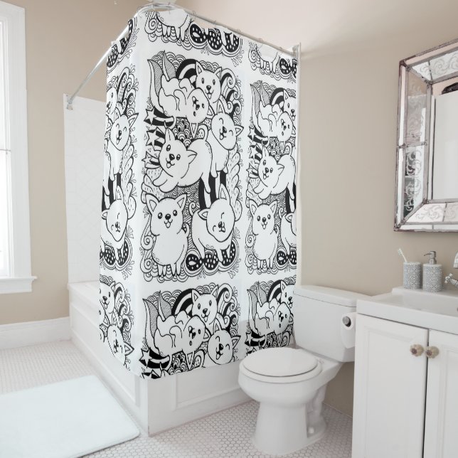 Cute Little Monsters Shower Curtain (In Situ)