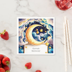 Cute Little Moon Birthday Napkin
