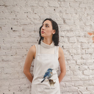 cute little mountain bluebird, customisable long apron