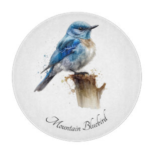 Cute Little Mountain Bluebird Watercolor, custom Cutting Board