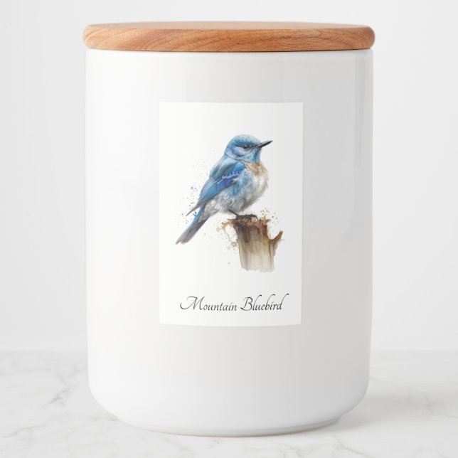 Cute Little Mountain Bluebird Watercolor, custom Food Label (Front)