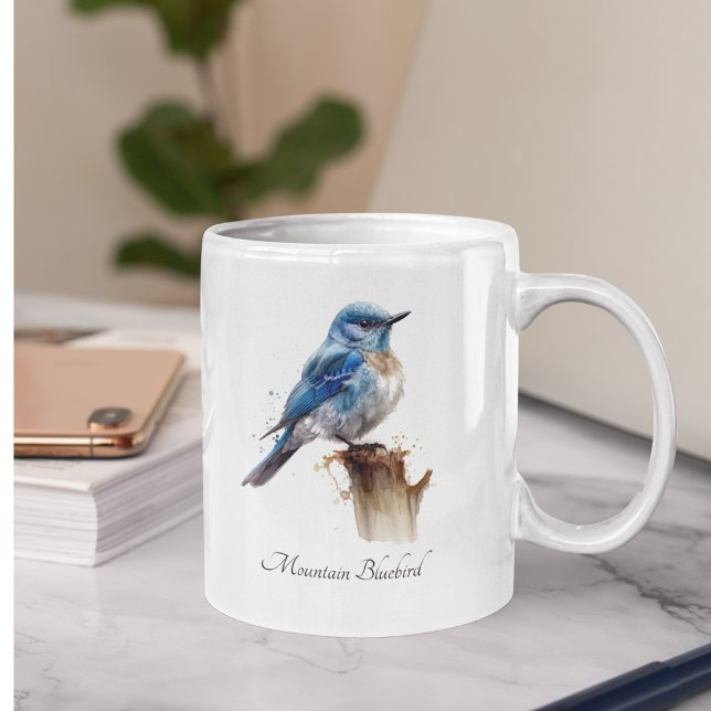 Cute Little Mountain Bluebird Watercolor, custom Magic Mug (Creator Uploaded)