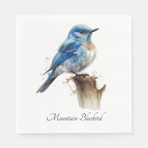Cute Little Mountain Bluebird Watercolor, custom Napkin