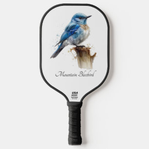 Cute Little Mountain Bluebird Watercolor, custom Pickleball Paddle