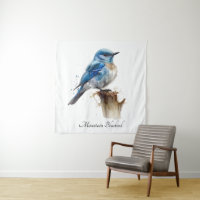 Cute Little Mountain Bluebird Watercolor, custom