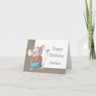 Cute Little Mouse Animal Cartoon with Glasses Card