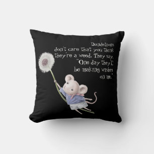 Cute Little Mouse Dandelion Inspirational Quote Cushion